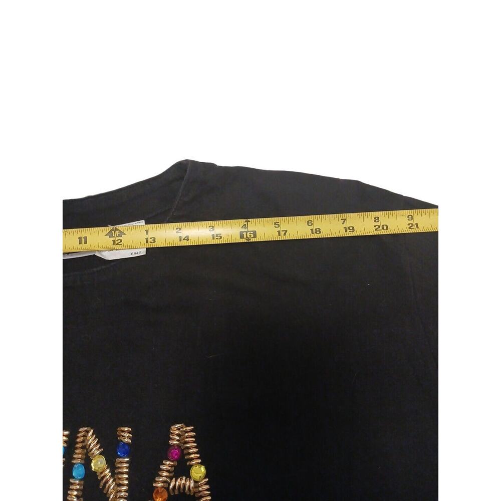 Donna La Mode Jeweled T-shirt Size L Black GOLD BEADED Super Fancy Bling Party - Picture 7 of 13
